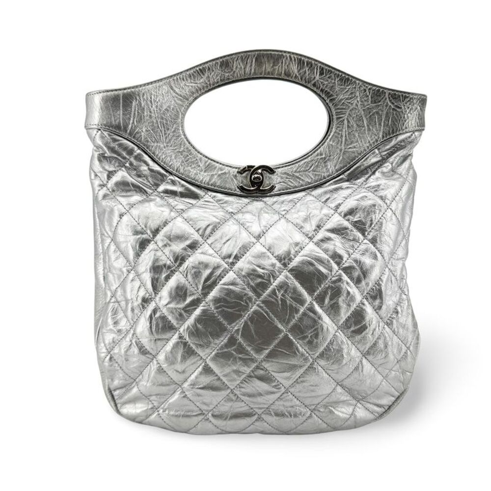 Chanel 31 Small Shopping Bag Silver Aged Calfskin Silver Hardware